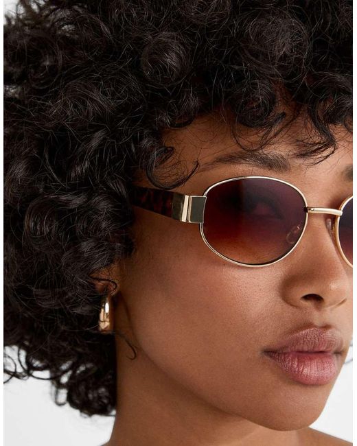 Stradivarius Black Sunglasses With Metal Temples