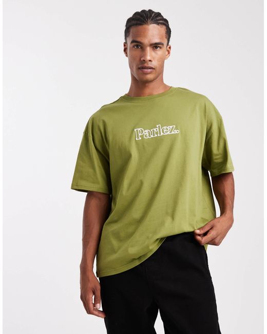 Parlez – oversize-t-shirt in Green für Herren
