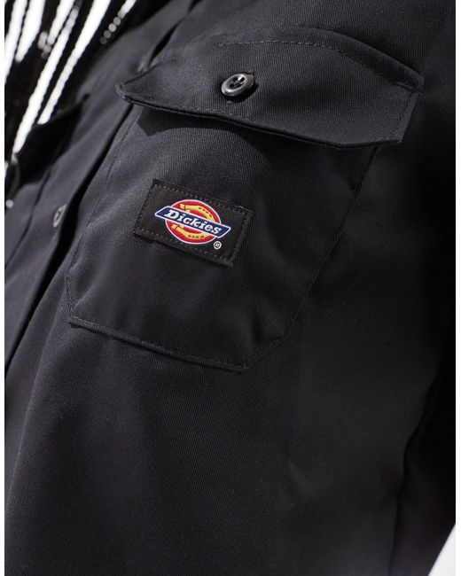 Dickies Black Cropped Work Shirt With Pockets