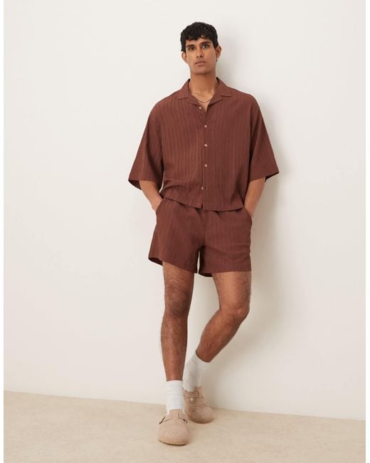 ASOS Brown Textured Shorts for men