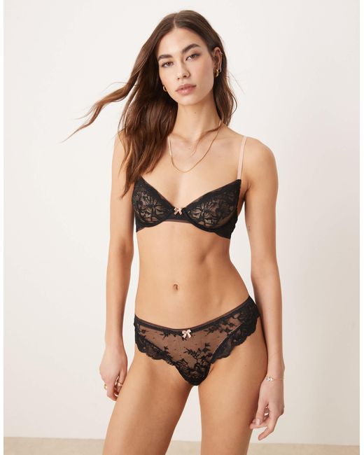 ASOS Black Stevie Lace Underwired Bra With Contrast Trims