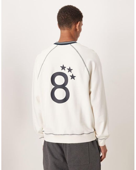 ASOS White Relaxed Sweatshirt With Text Print And Contrast Stitching for men