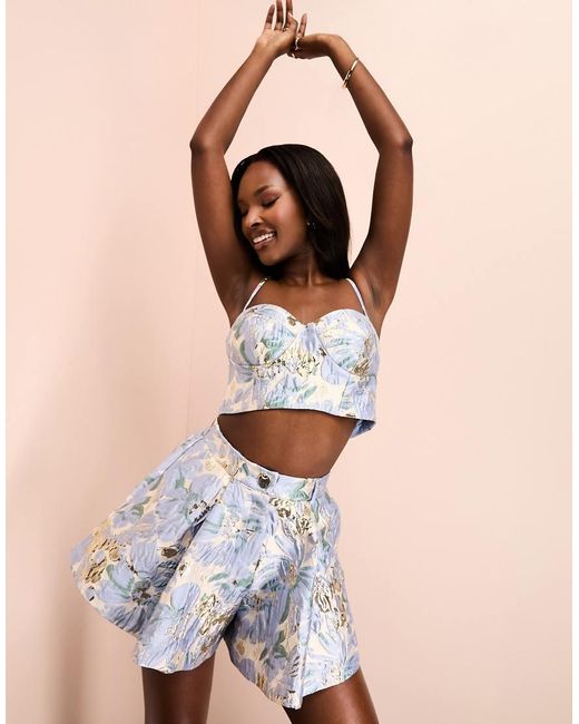 ASOS Natural Co-ord Jacquard Cupped Bralet