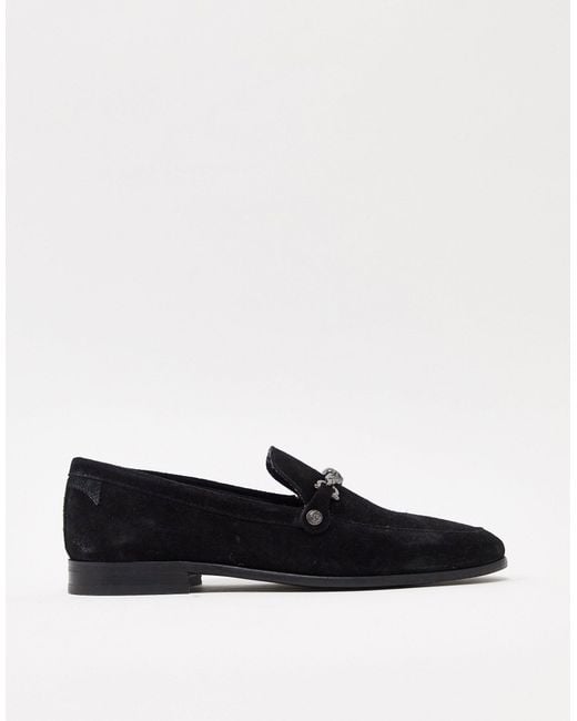 Twisted Tailor Suede Loafer With Silver Buckle in Black for Men Lyst