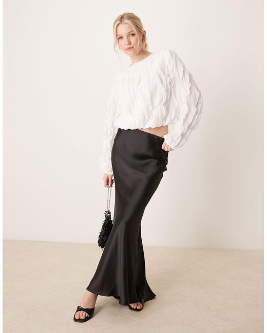 Y.A.S White Ruffle Textured Detail Top