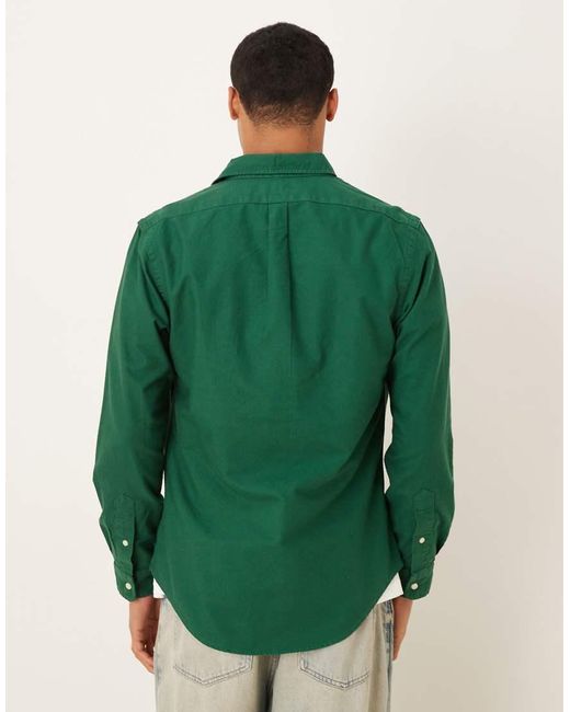 Polo Ralph Lauren Green Icon Logo Slim Fit Garment Dyed Oxford Shirt for men