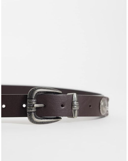 ASOS Gray Skinny Belt With Disks for men