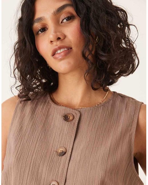 Top De Tejido Efecto Rugoso De (Parte De Un Conjunto)-Neutro ASOS de color Natural