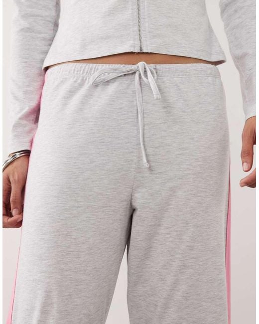ASOS Natural Co-ord Capri Length joggers With Contrast Pink Stripe