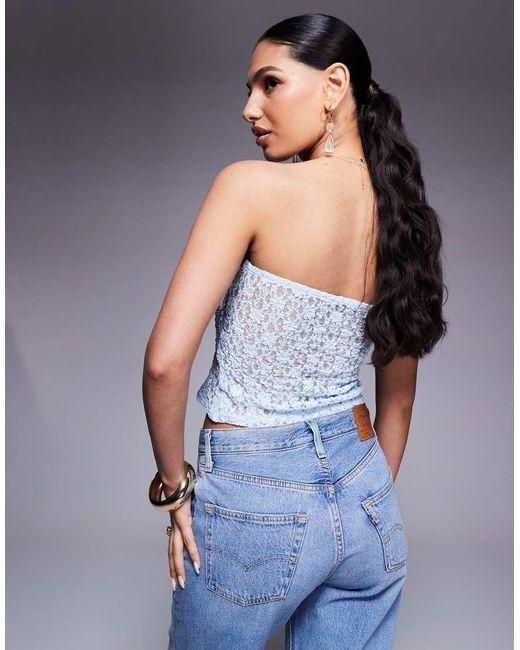 ASOS Gray Sculpted Lace Bandeau Top