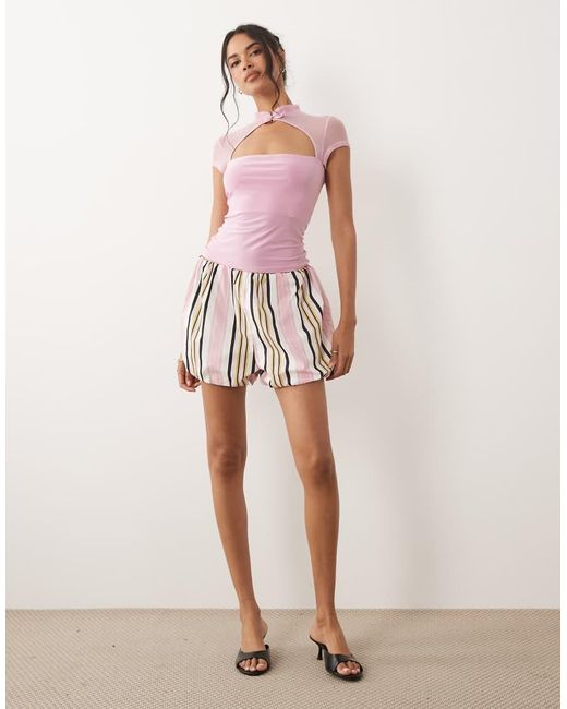 ASOS Pink Rouleau Loop Cut Out Top