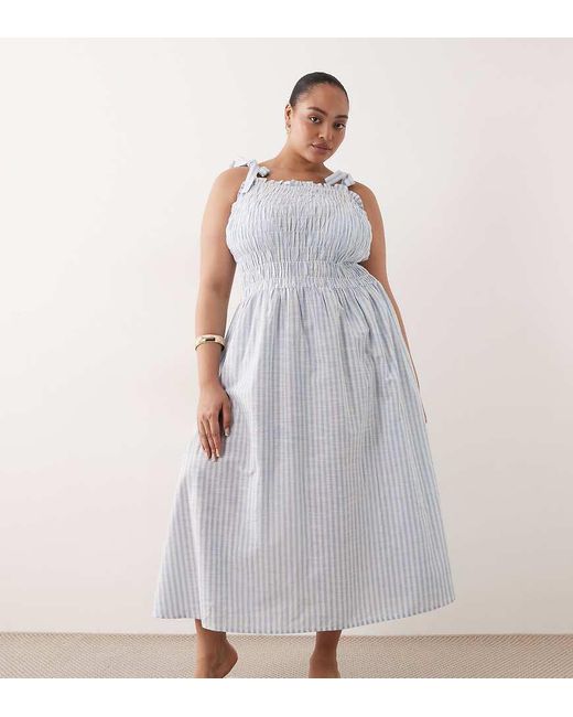 Esmee Curve Purple Tie Strap Shirred Maxi Beach Dress