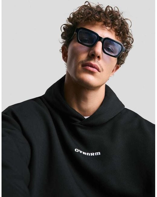 Bershka Hoodie Met Print En Rechte Pasvorm in het Black voor heren