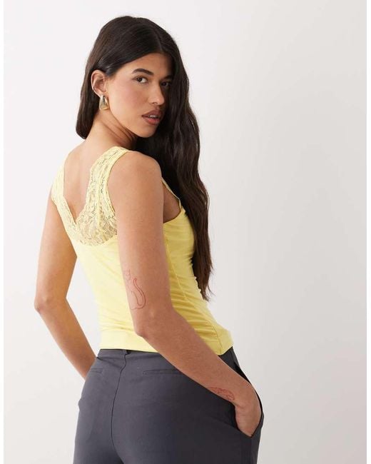 ASOS Yellow Lace Detail Top