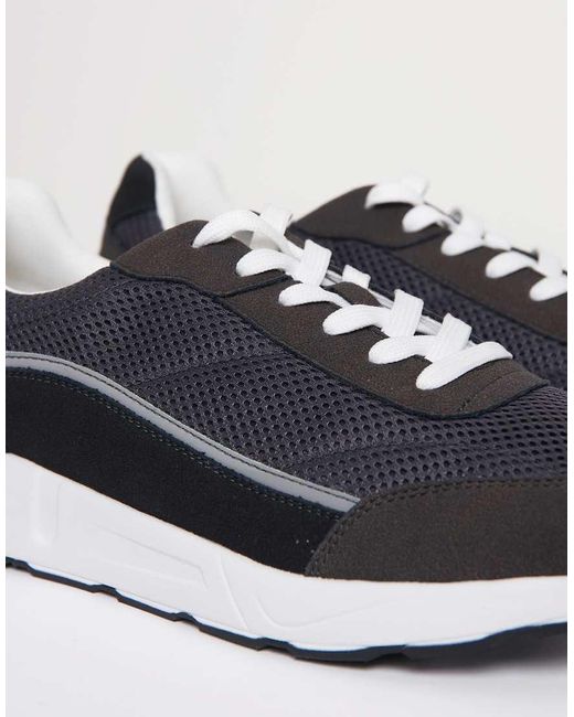 Threadbare Gray Retro Lace Up Trainers for men