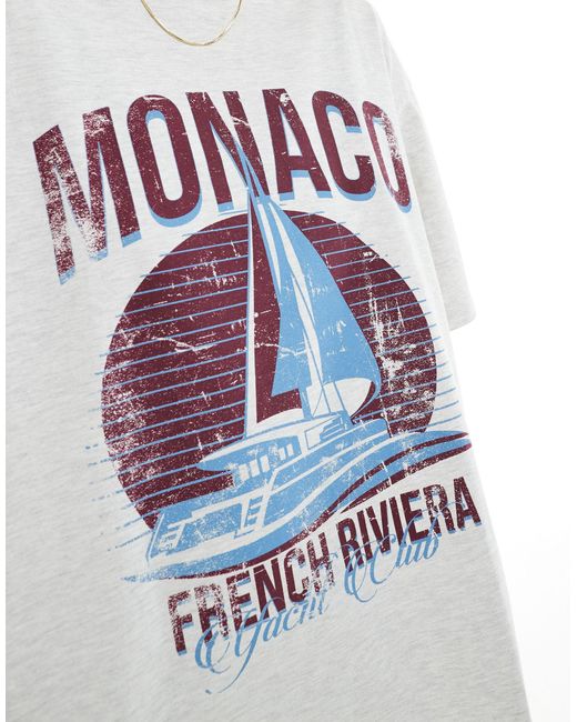 ASOS White Boyfriend Fit T-shirt With Monaco Yacht Graphic