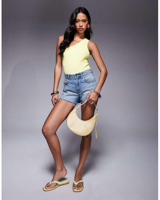 ASOS Blue Rib One Shoulder Bodysuit