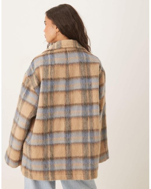ASOS Natural Wool Blend Funnel Neck Coat With Toggle Detail