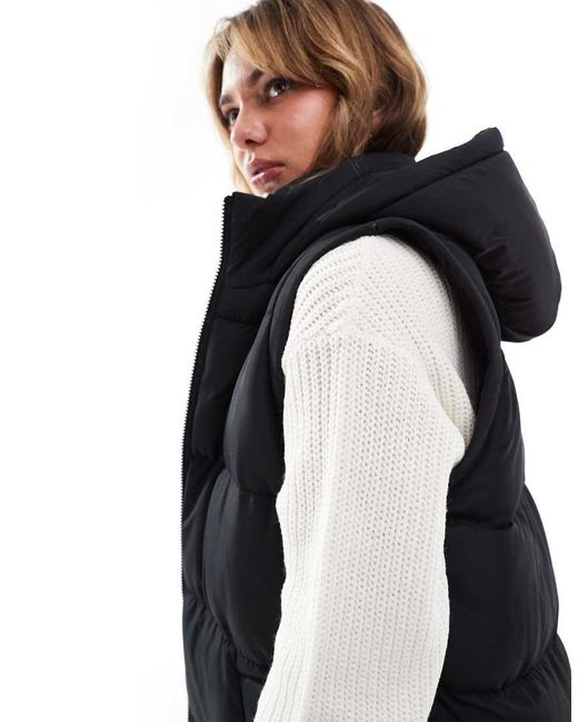Threadbare Black 2 In 1 Zip Off Longline Gilet And Puffer Coat In