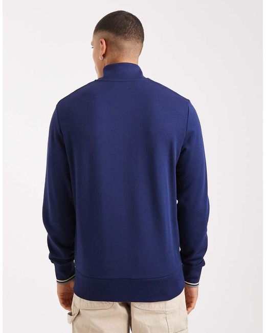 Fred Perry Blue Tipped Half Zip Sweatshirt for men