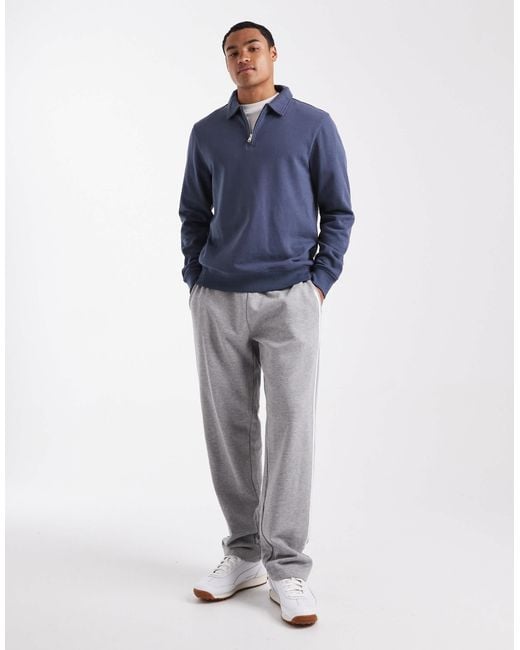 Sweat molletonné à col zippé Threadbare pour homme en coloris Blue