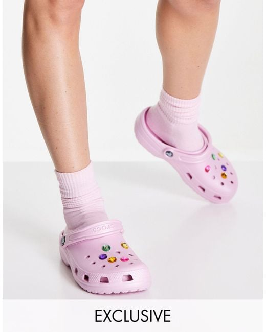 Crocs™ Exclusive Classic Clogs With Removable Pastel Gems in Pink Lyst