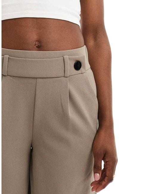 Jdy Natural High Waisted Crop Wide Fit Tailored Trousers