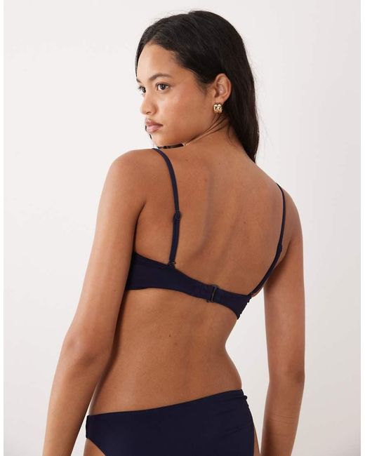 GOOD AMERICAN Multicolor Matte Twist Detail Bandeau Bikini Top