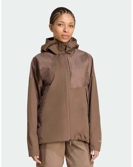 Adidas Originals Brown Terrex Xperior 2.5 Layer Hybrid Primeknit Climaproof Jacket