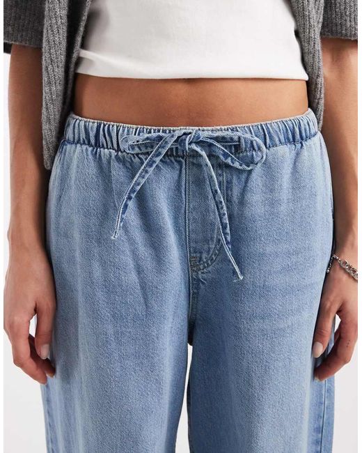 ONLY Blue Wide Leg Pull-on Jeans