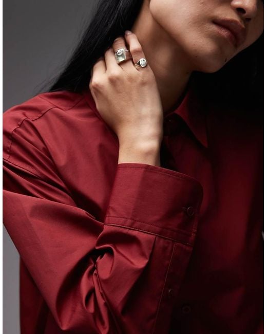 ARKET Red Peplum Shirt