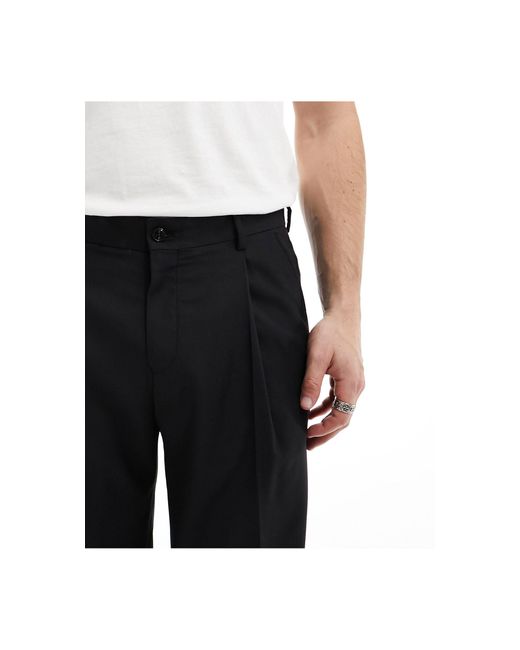 Jack & Jones Black Wide Leg Pleat Front Smart Trouser for men