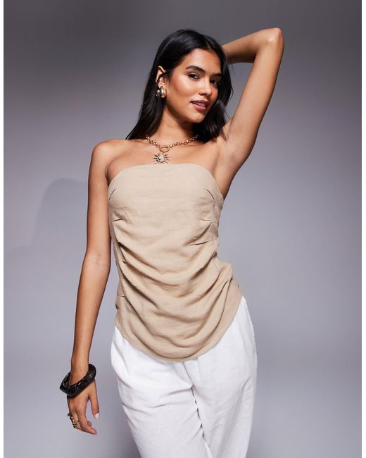 River Island Natural Linen Blend Bandeau Top