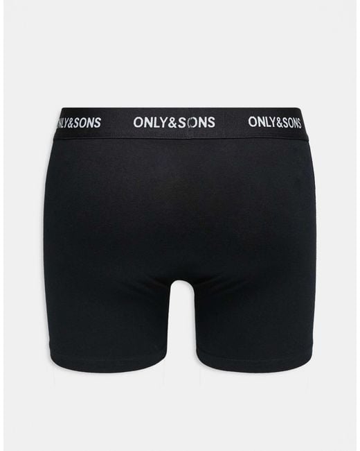 Only & Sons Black 3 Pack Trunks for men