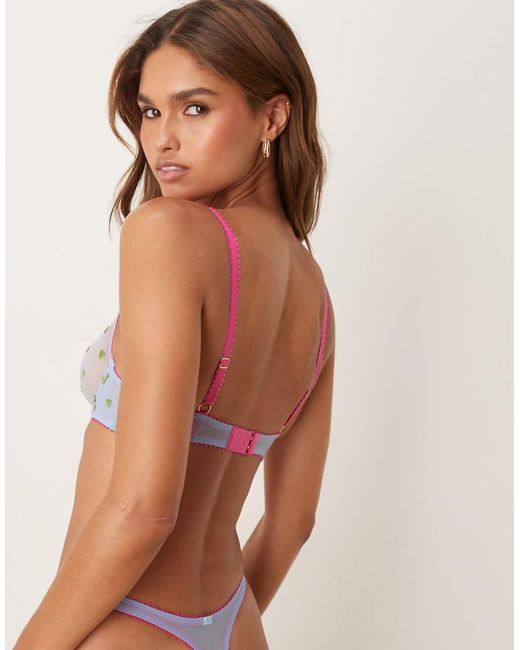 Dora Larsen Brown Betty Tulle Heart Embroidered Underwired Bra