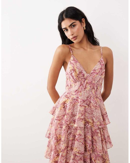 Pretty Lavish Pink Tiered Ruffle Midaxi Dress