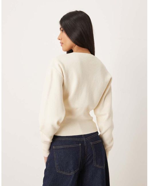 Gina Tricot Natural Sculpt Shaped Knit Button Up Cardigan