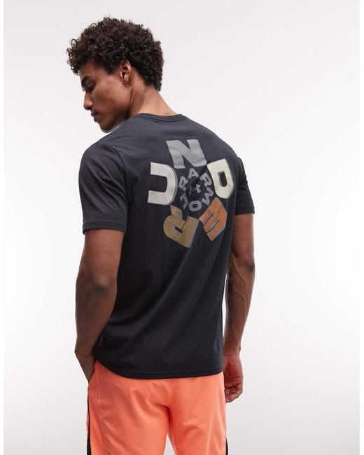 Under Armour Blue Radial Wordmark Short Sleeve T-shirt for men