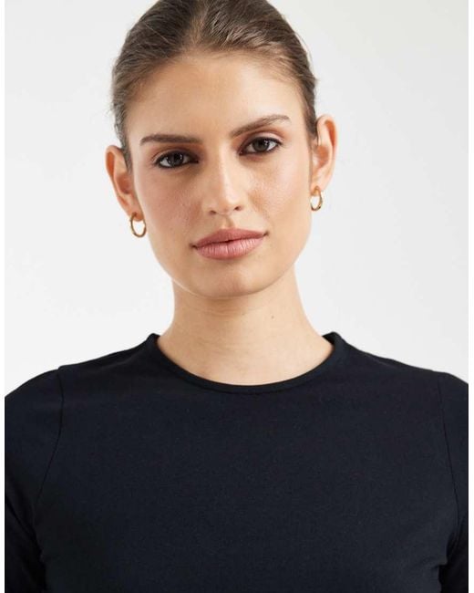 ASOS Blue Cotton Long Sleeve Round Neck Top