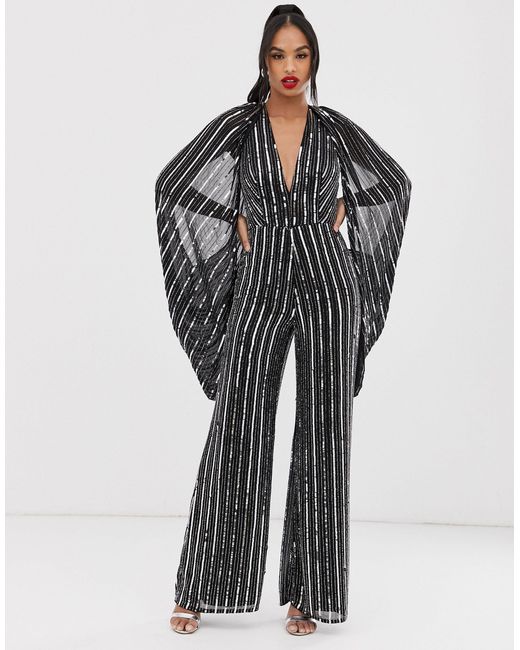 black cape sleeve jumpsuit
