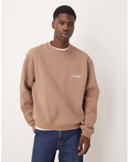 ASOS Blue Relaxed Boxy Sweatshirt With Chest Print for men