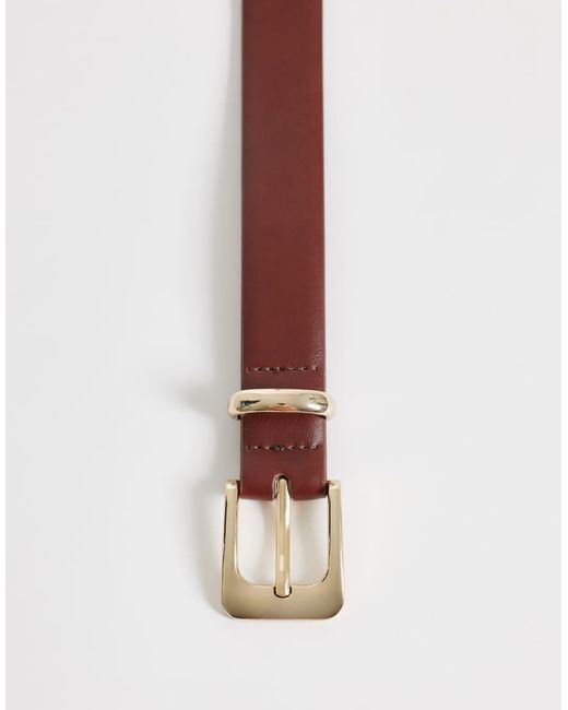 Mango White Faux Leather Classic Belt