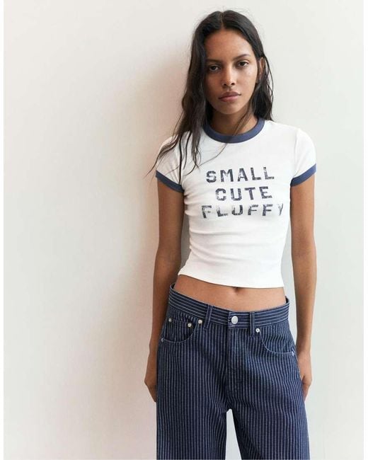 Pull&Bear Blue Lilo & Stitch Slim Fit T-shirt