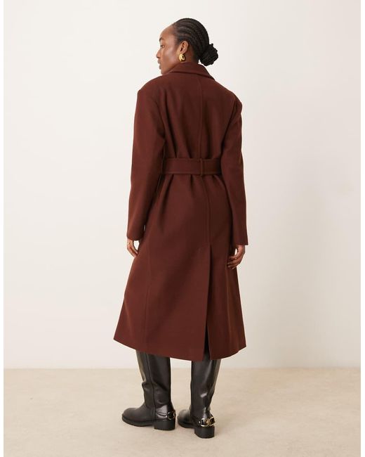 Miss Selfridge Brown Belted Wrap Formal Coat