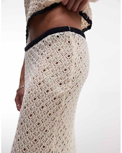 ASOS Natural Knitted Contrast Maxi Skirt Co-ord