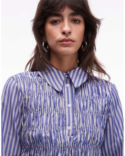 ASOS Aangerimpeld Gestreept Overhemd in het Purple