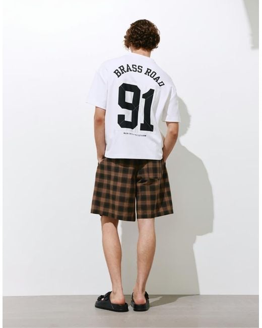 Pull&Bear White Brass Road Boxy T-shirt for men