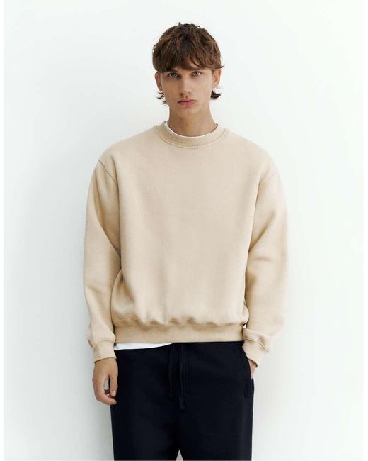 Pull&Bear Relaxed-Fit Sweatshirt in het Natural voor heren