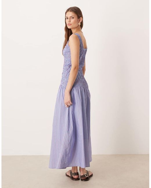 Glamorous Purple Shirred Dropped Waist Maxi Dress