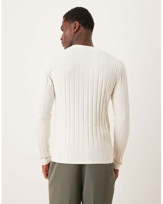 ASOS Natural Slim Fit Long Sleeve T-shirt for men